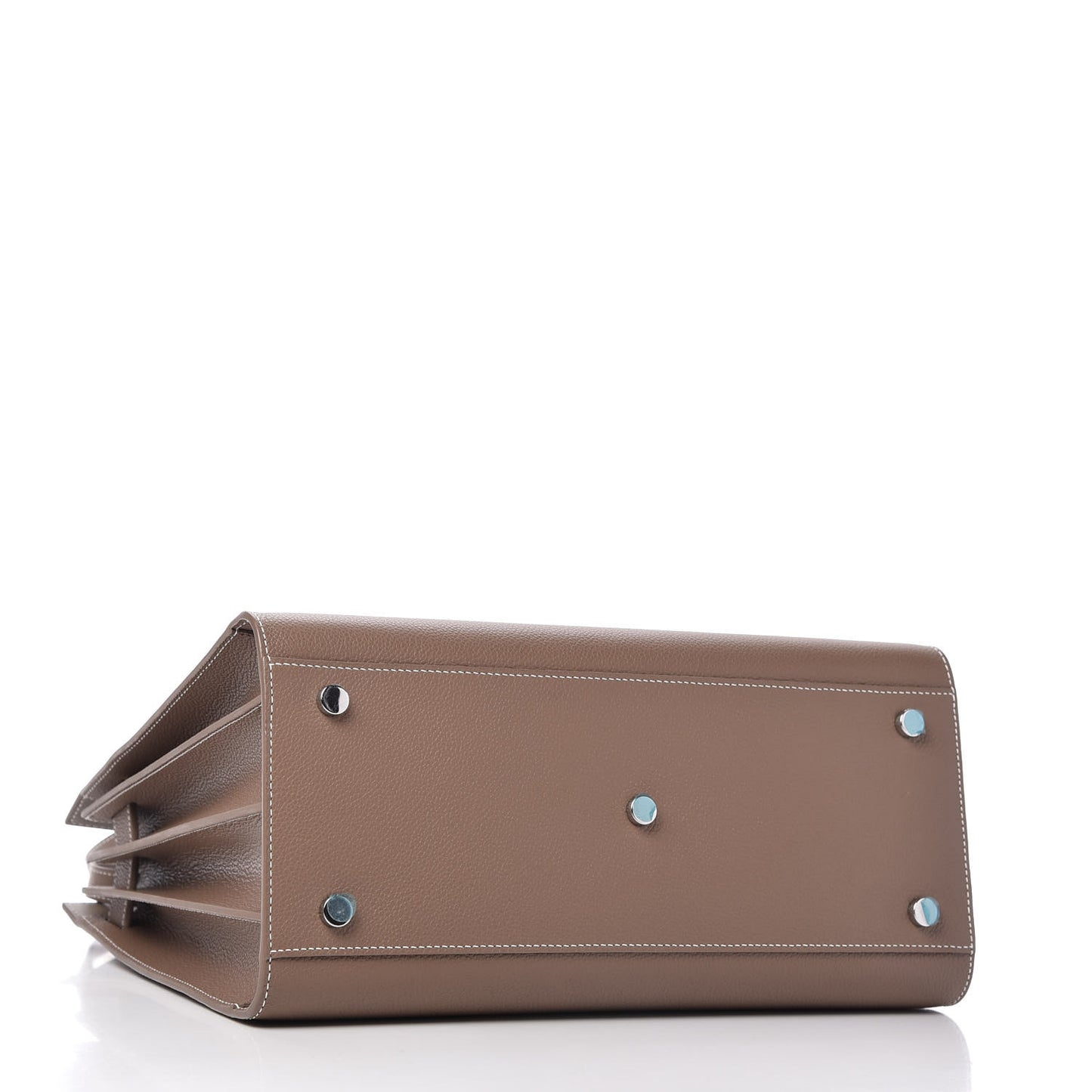 Grained Calfskin Topstitch Small Classic Sac De Jour Taupe