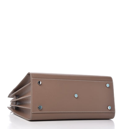 Saint Laurent Grained Calfskin Topstitch Small Classic Sac De Jour Taupe 4 of 10