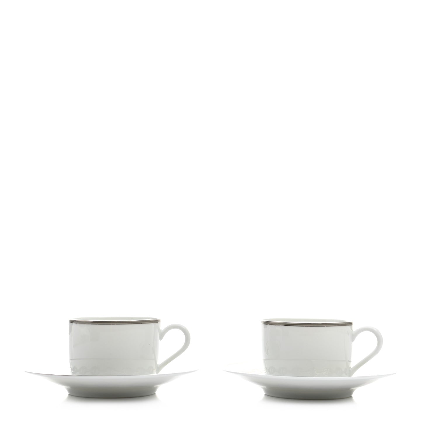 Porcelain Platinum Chaine d'Ancre Tea Cup and Saucer Set of 2