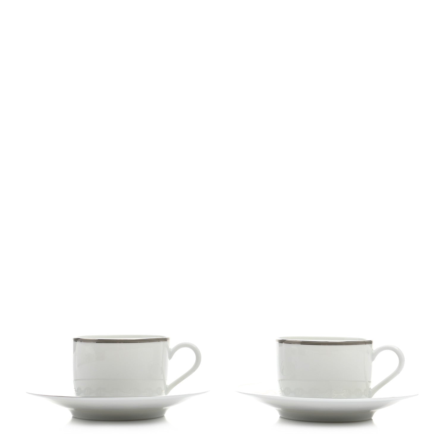 Hermes Porcelain Platinum Chaine d'Ancre Tea Cup and Saucer Set of 2 3 of 12