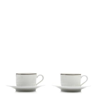 Hermes Porcelain Platinum Chaine d'Ancre Tea Cup and Saucer Set of 2 3 of 12