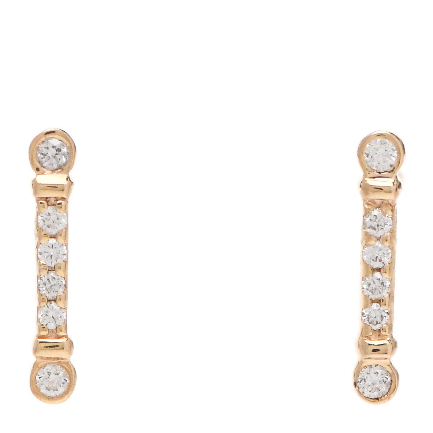 Tiffany 18K Rose Gold Diamond Fleur de Lis Key Bar Earrings 1 of 4