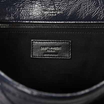Saint Laurent Crinkled Calfskin Matelasse Monogram Medium Niki Chain Satchel Deep Marine 6 of 10