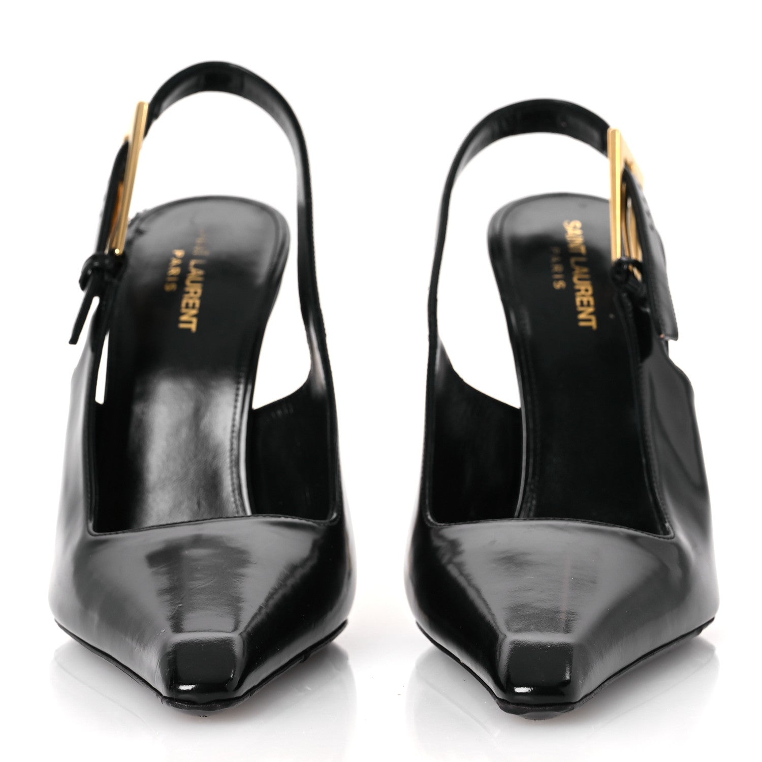 Saint Laurent Glazed Calfskin Lee Slingback Pumps 41 Black 3 of 14