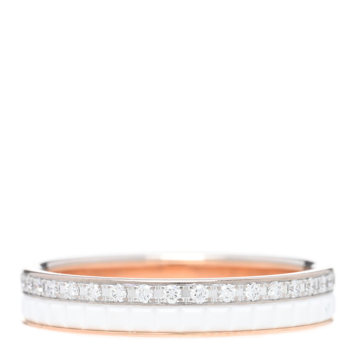 Boucheron 18K Pink White Gold Ceramic Diamond Quatre Classique Wedding Band Ring 56 7.5 3 of 5