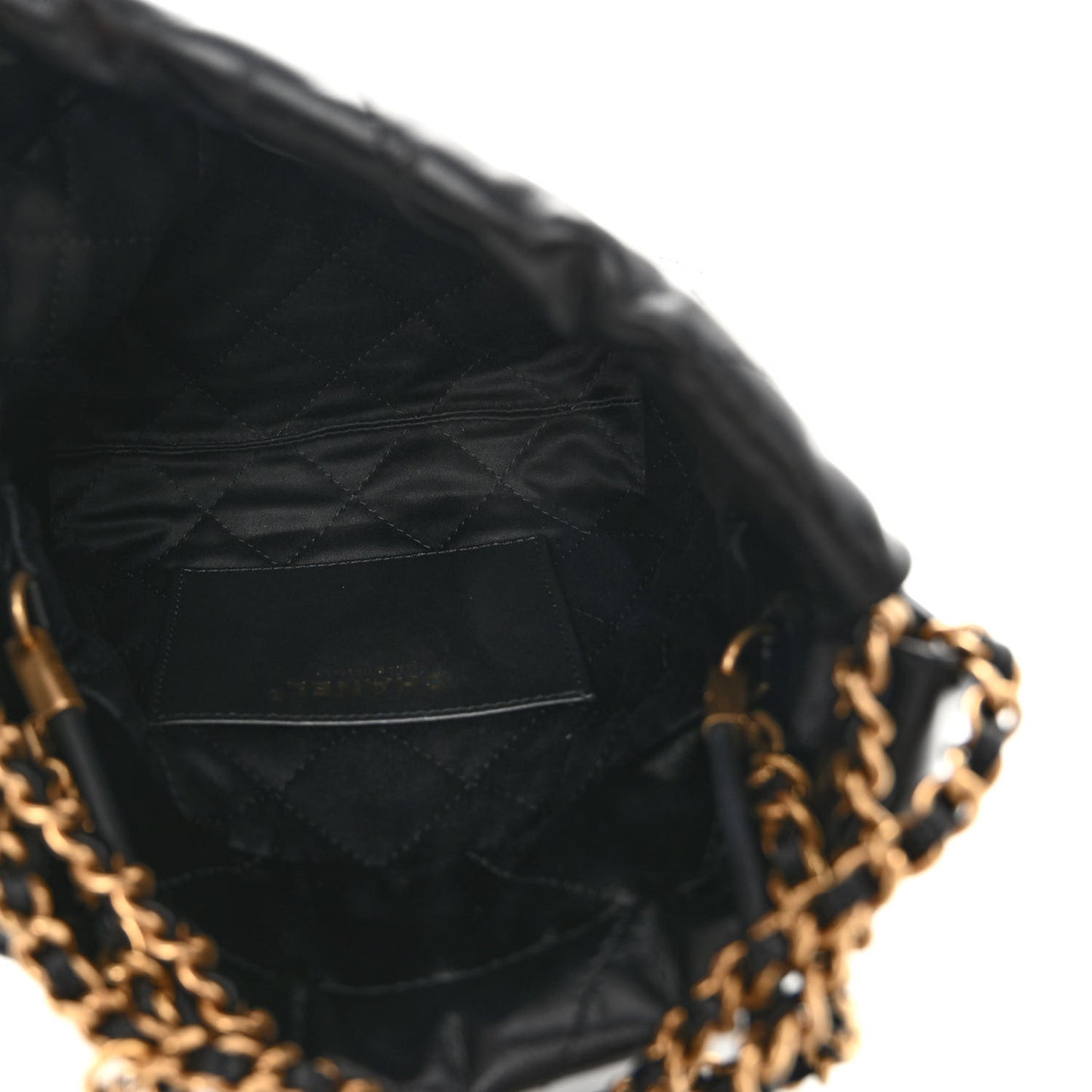 Shiny Calfskin Quilted Mini Chanel 22 Black