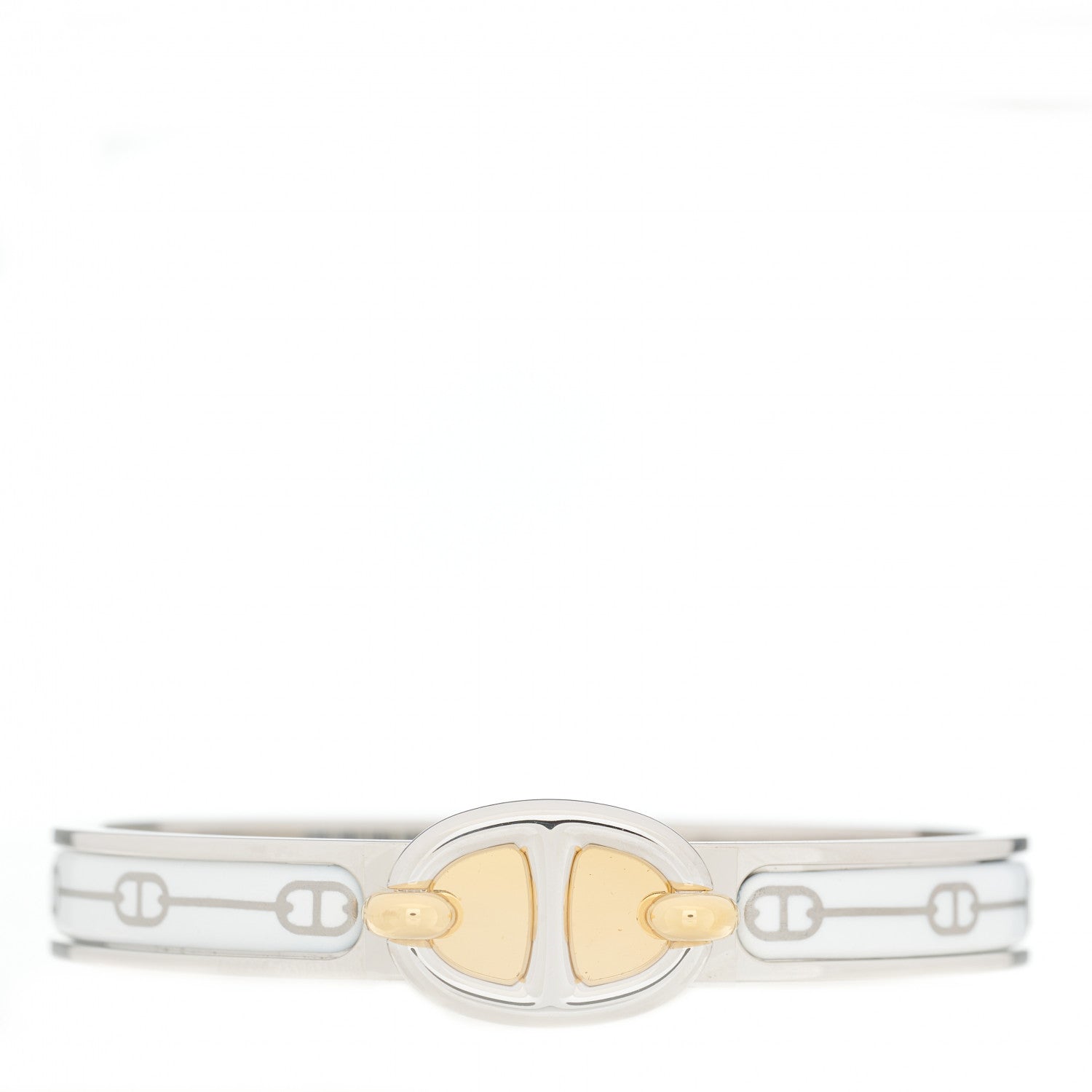 Hermes Enamel Mini Farandole Clic Chaine D'Ancre Bracelet Platine White 1 of 6