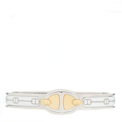 Hermes Enamel Mini Farandole Clic Chaine D'Ancre Bracelet Platine White 1 of 6