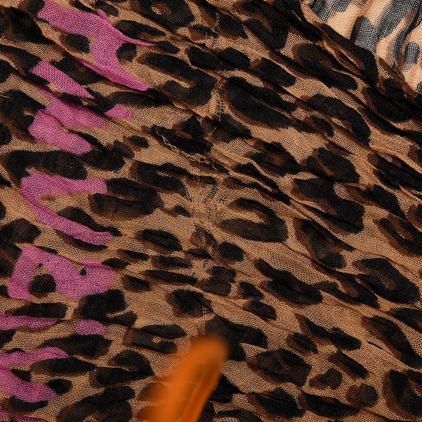 Cashmere Silk Leopard Etole Stole Marron