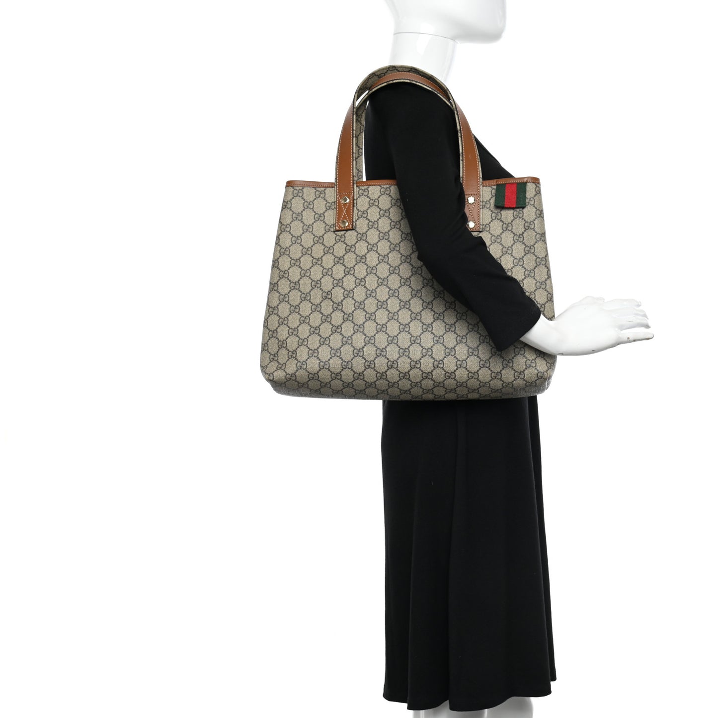 GG Plus Monogram Medium Signature Web Loop Tote Light Brown
