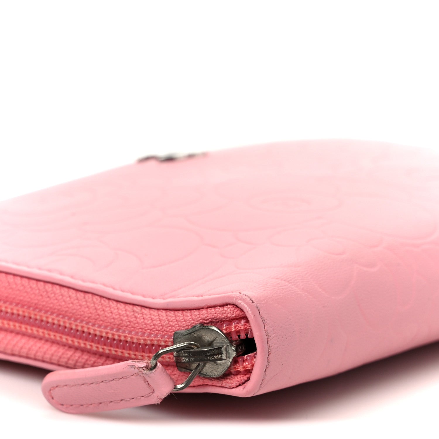Chanel Lambskin Camellia Embossed Zip Around Organizer Wallet Pink 10 of 11