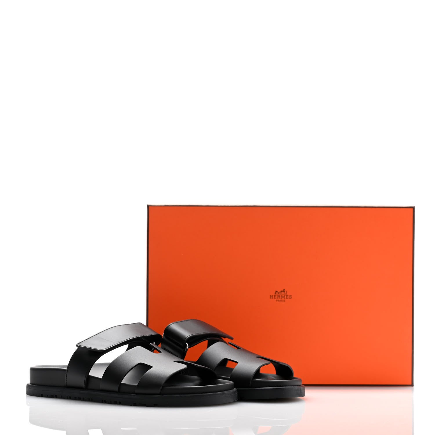 Hermes Calfskin Womens Chypre Sandals 35 Black 9 of 9