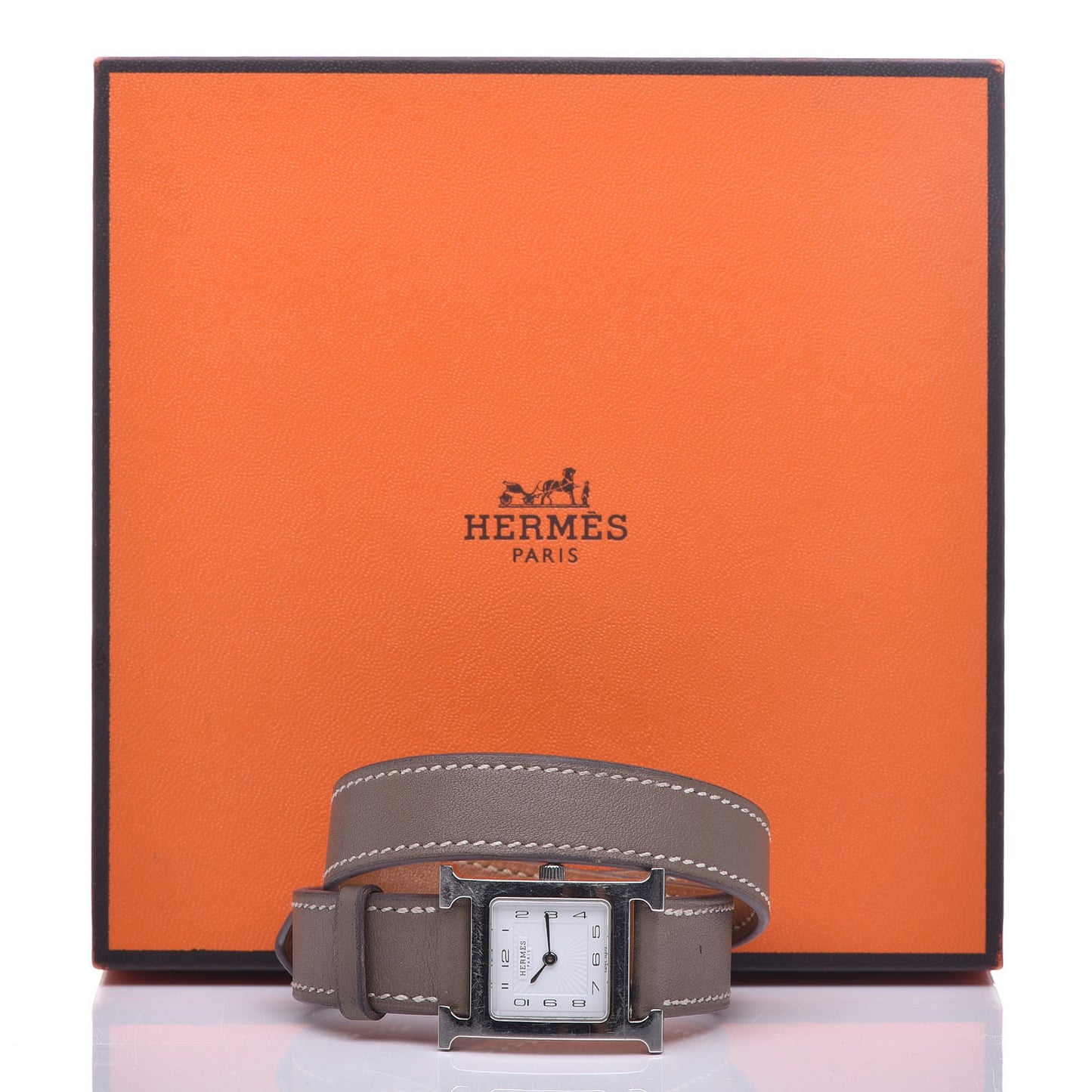 Stainless Steel Swift 21mm Heure H Hour Double Tour Quartz Watch Etoupe