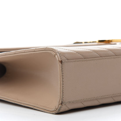 Saint Laurent Grain De Poudre Matelasse Chevron Large Monogram Satchel Beige 10 of 19