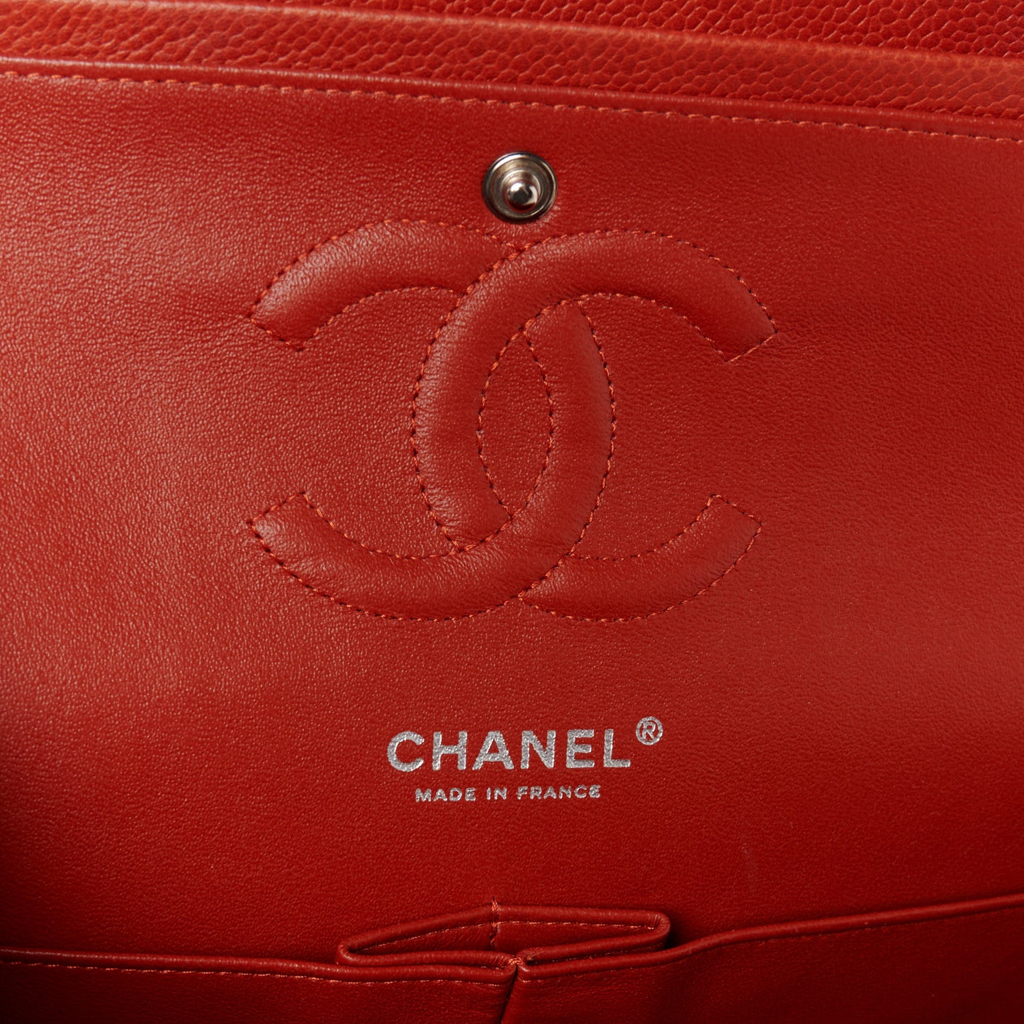 Caviar Quilted Medium Double Flap Red