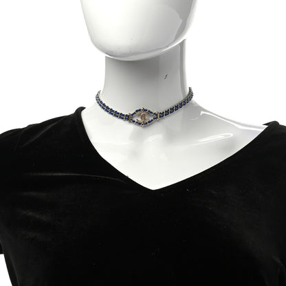 Chanel Metal Lambskin CC Chain Link Necklace Blue Gold 2 of 5