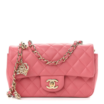 Chanel Lambskin Quilted Valentine Charms Mini Rectangular Flap Pink 1 of 9