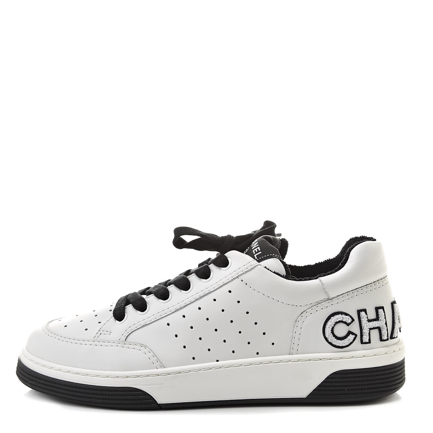 Chanel Calfskin Womens Logo Sneakers 39 Black White 1 of 9