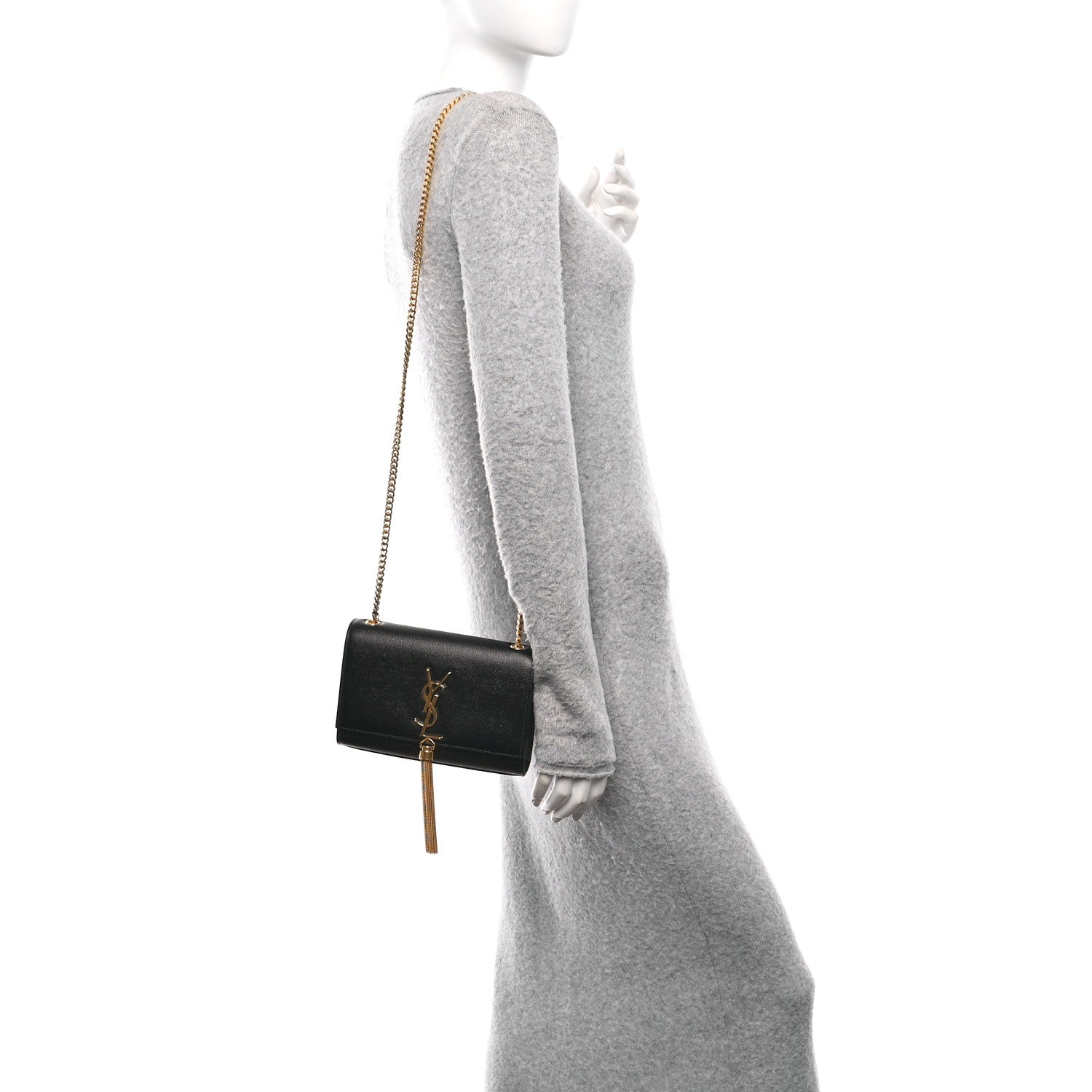 Saint Laurent Grain De Poudre Small Classic Monogram Kate Tassel Satchel Black 2 of 11