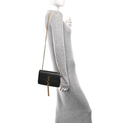 Saint Laurent Grain De Poudre Small Classic Monogram Kate Tassel Satchel Black 2 of 11