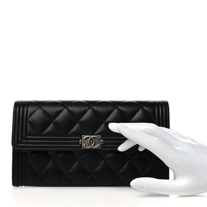 Chanel Caviar Quilted Large Boy Gusset Flap Wallet Black 2 of 8