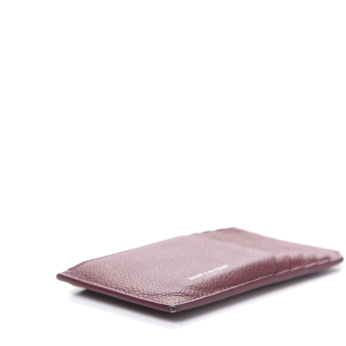 Grained Calfskin 5 Fragments Zip Pouch Card Holder Burgundy