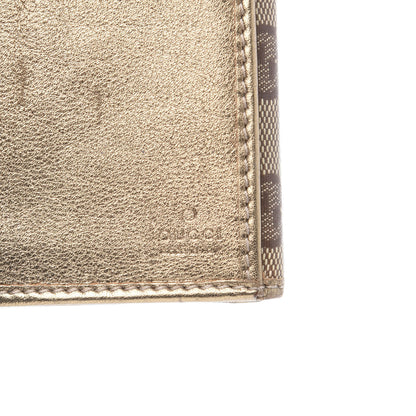 Gucci Crystal Monogram Metal Bar Continental Flap Wallet Gold 5 of 13