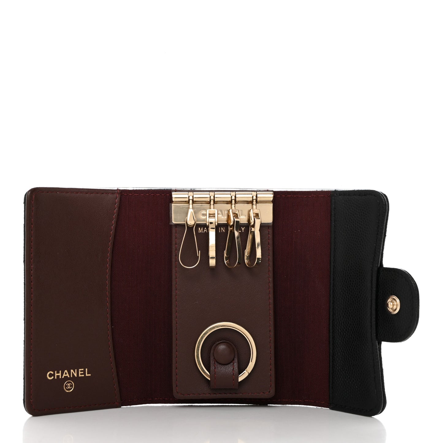 Caviar Quilted Classic 4 Key Holder Wallet Black