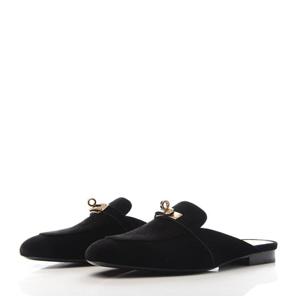 Hermes Velvet Goatskin Oz Mules 38.5 Black 3 of 8