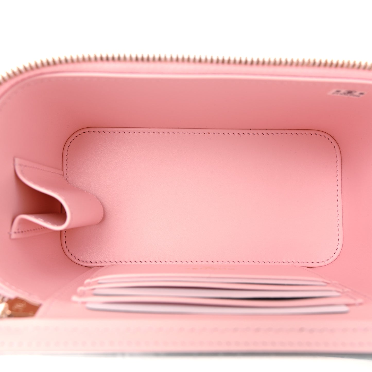 Caviar Quilted Small Vanity Case With Chain Light Pink