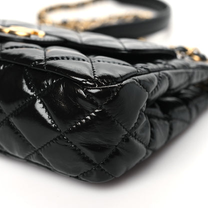 Chanel Shiny Crumpled Calfskin Quilted Small Wavy CC Hobo Black 10 of 10