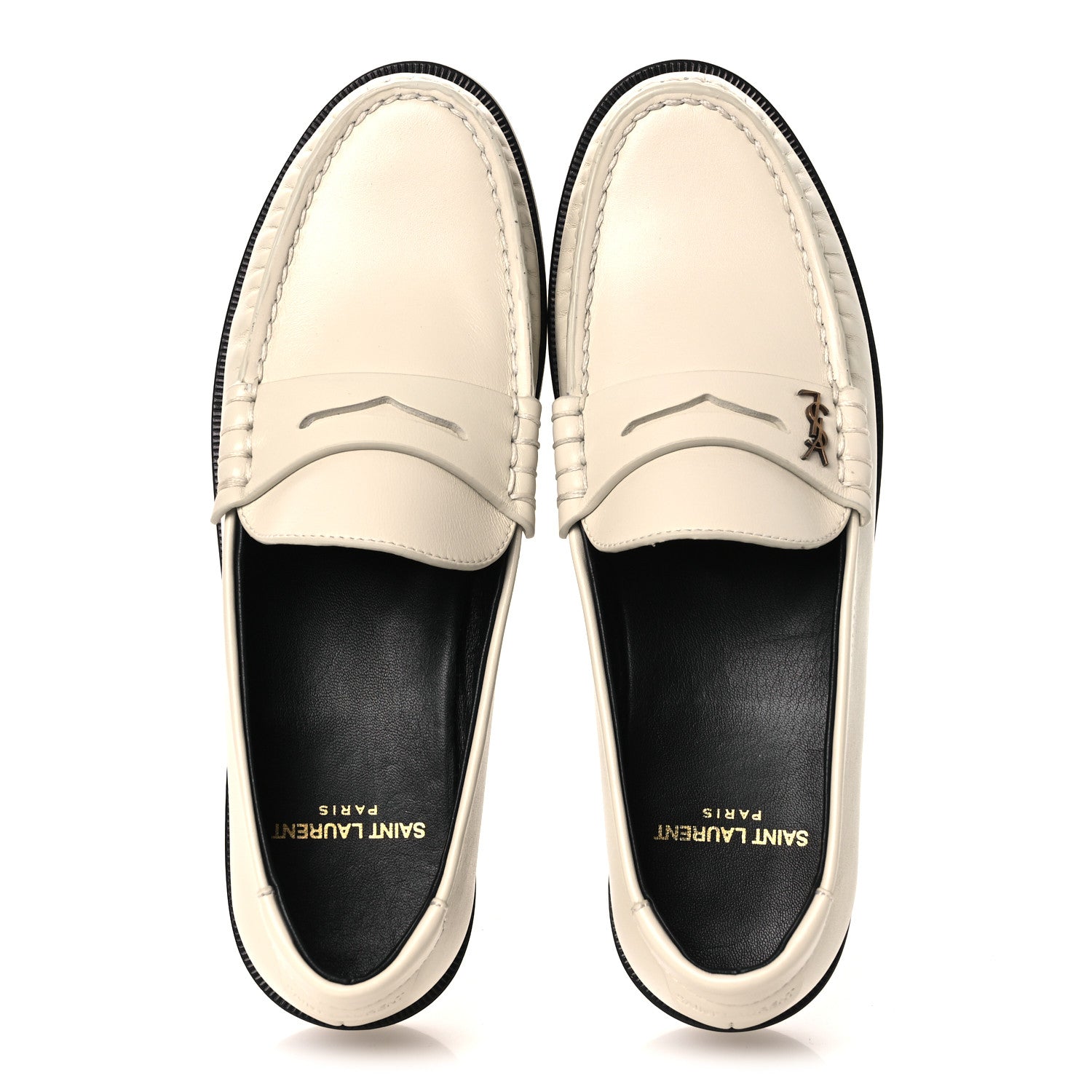 Saint Laurent Calfskin Penny Loafers 36 Pearl 2 of 13