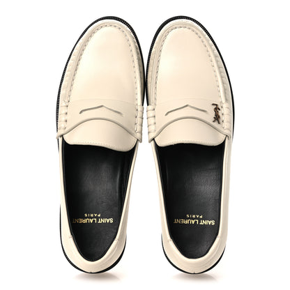 Saint Laurent Calfskin Penny Loafers 36 Pearl 2 of 13