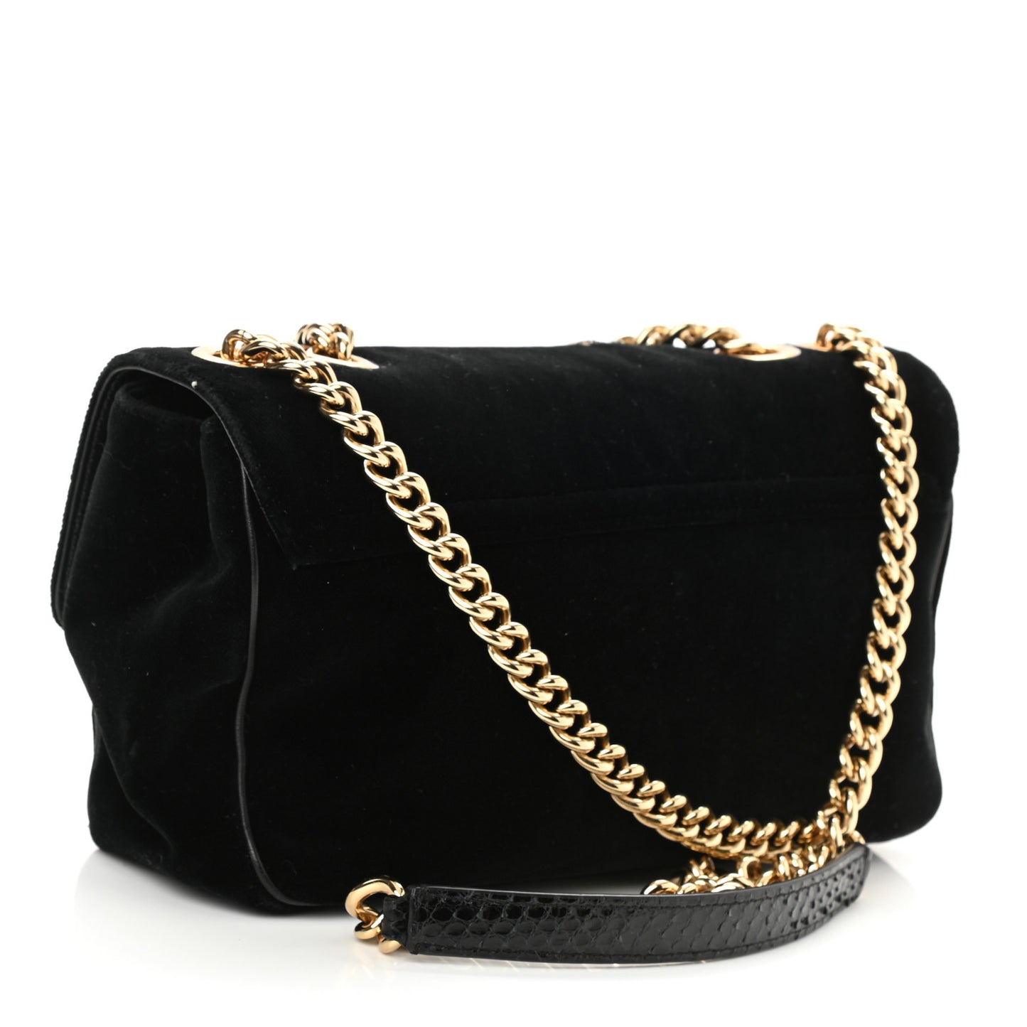 Velvet Watersnake Embellished Lucia Shoulder Bag