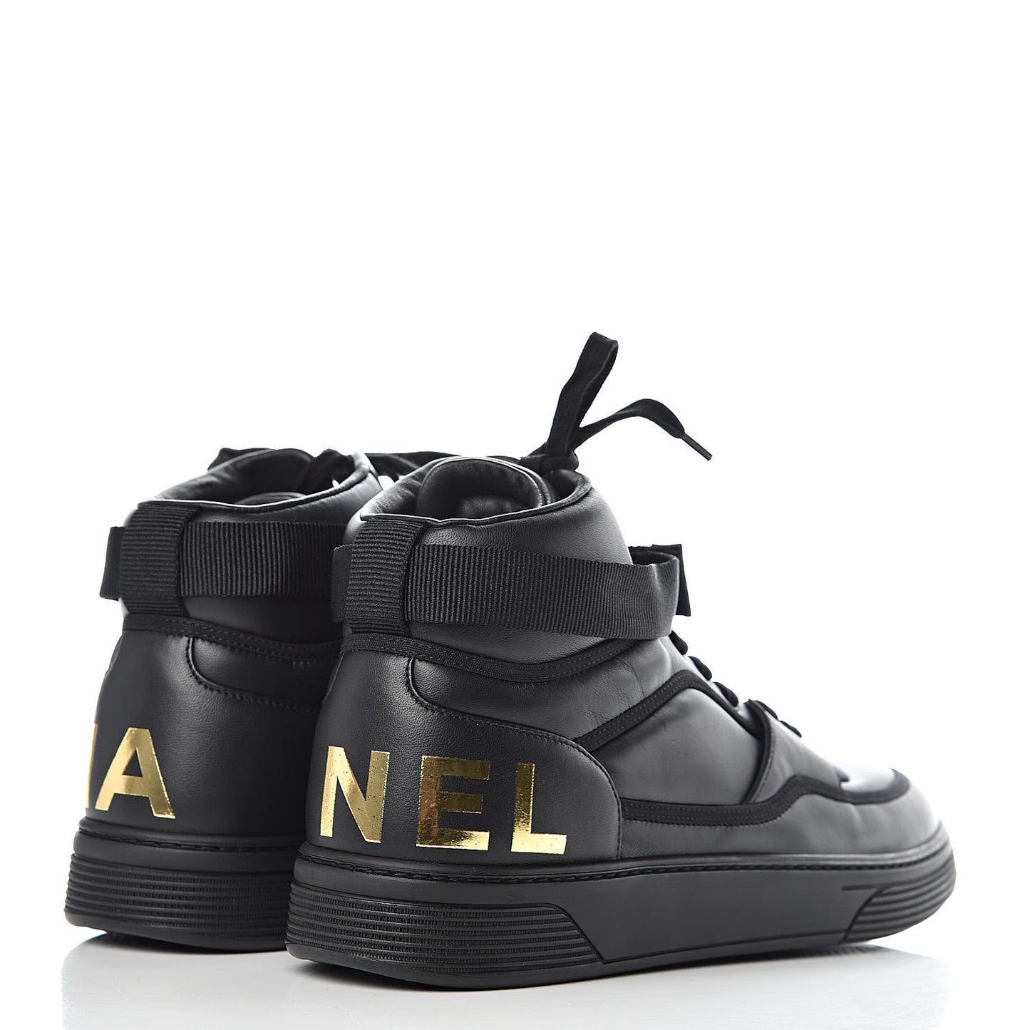 Lambskin Mens Logo High Top Sneakers 46 Black