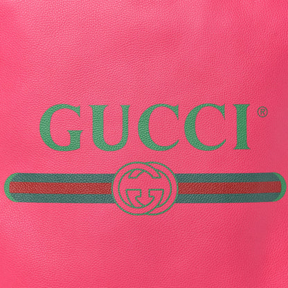 Gucci Grained Calfskin Logo Drawstring Backpack Box Pink Green Black 9 of 9