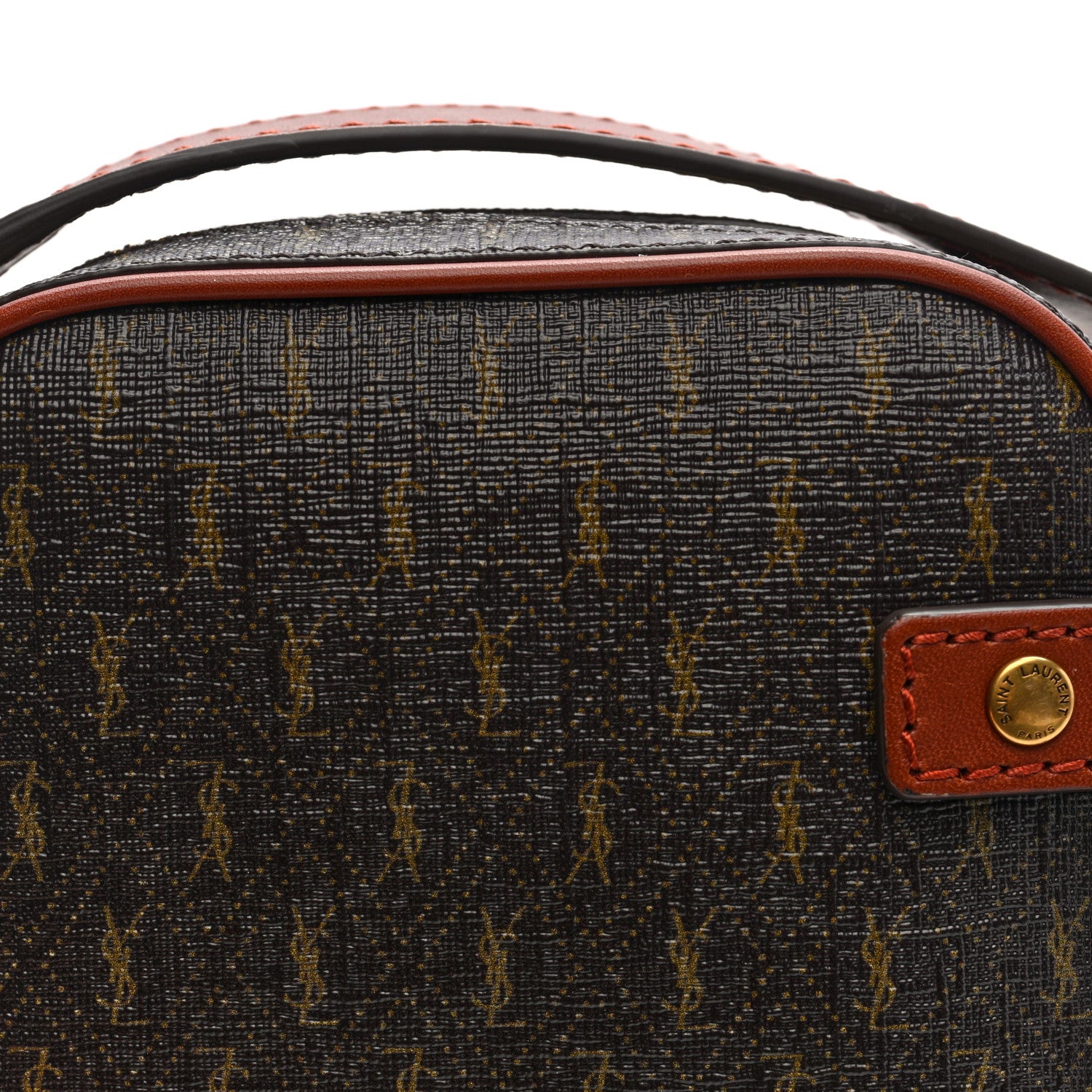 Saint Laurent Canvas Smooth Calfskin Le Monogramme Crossbody Pouch Chestnut 7 of 9