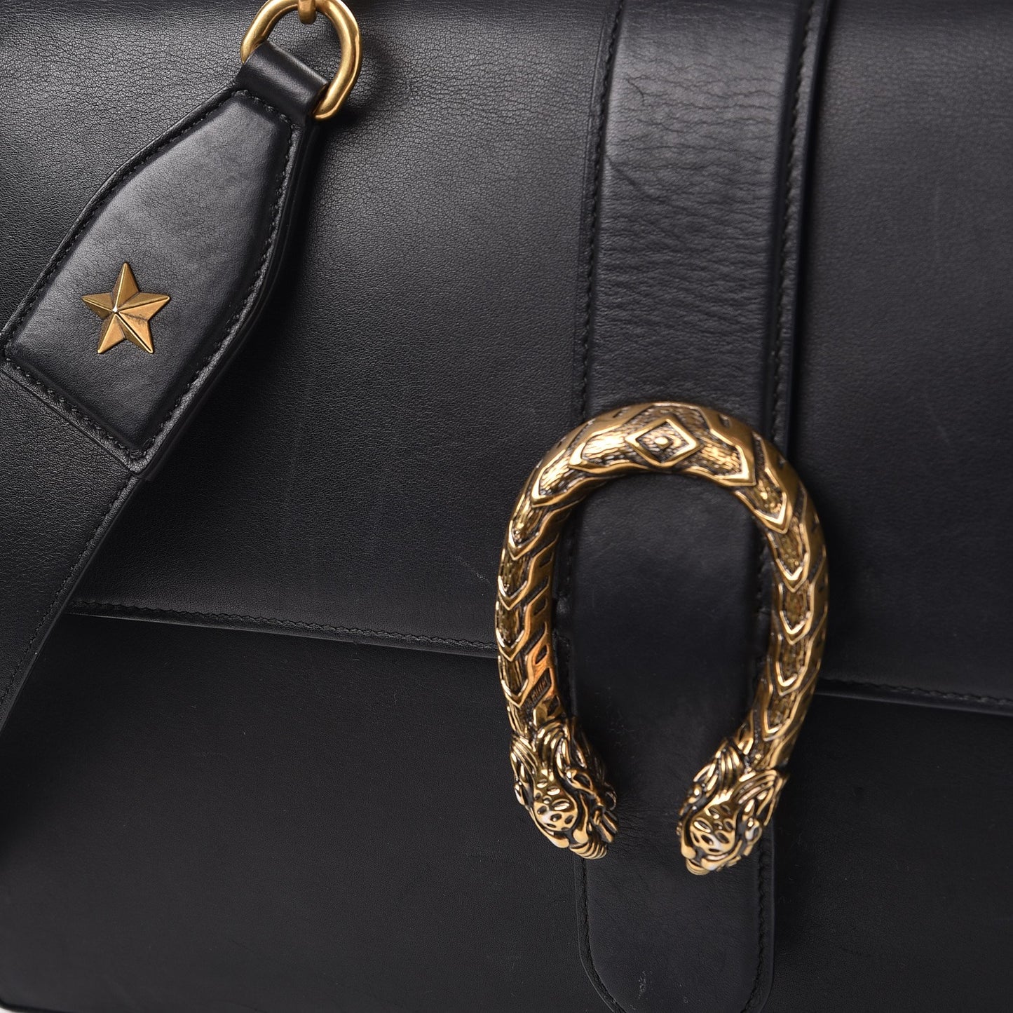 Moon Calfskin Web Large Dionysus Bamboo Top Handle Bag Black
