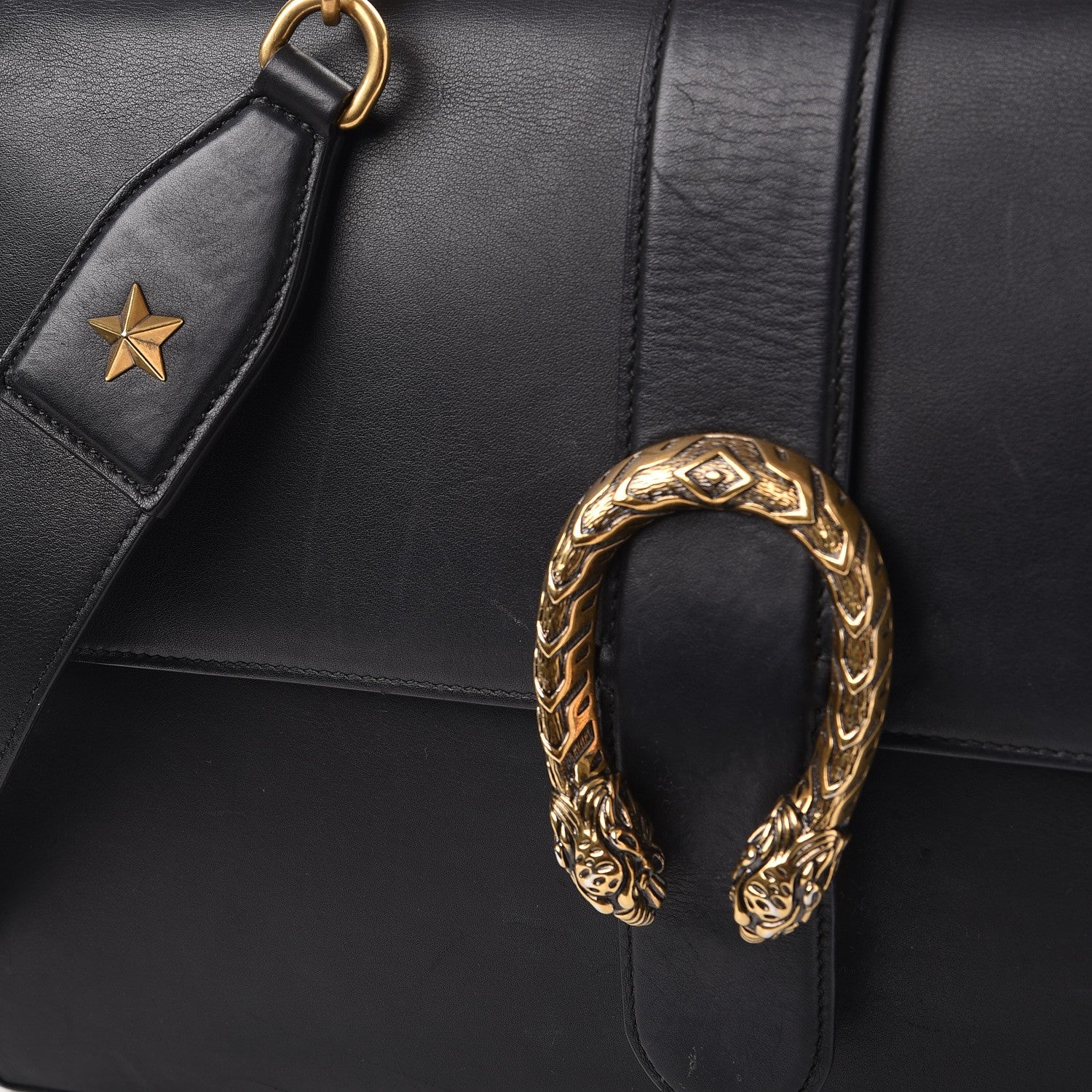 Gucci Moon Calfskin Web Large Dionysus Bamboo Top Handle Bag Black 11 of 21