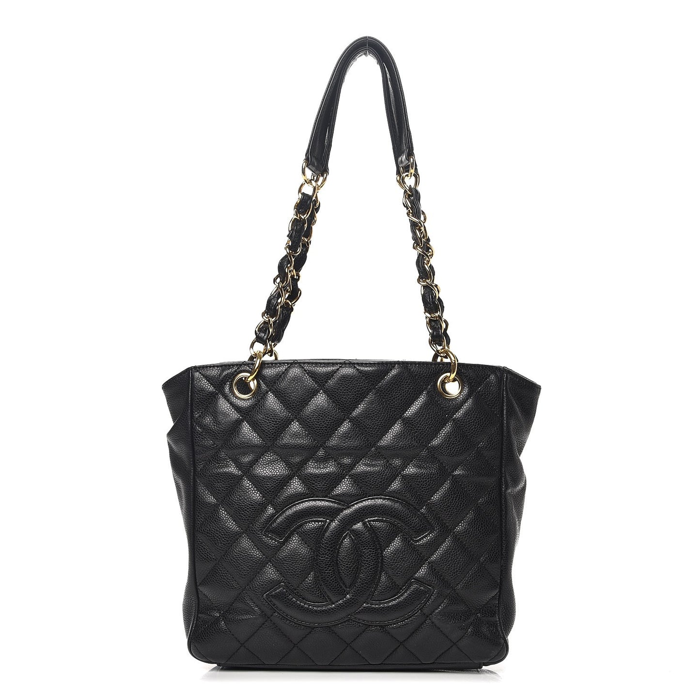 Caviar Quilted Petit Shopping Tote PST Black