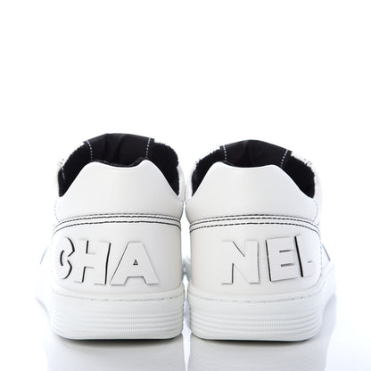 Chanel Calfskin Womens Logo Sneakers 39 White Black 7 of 11