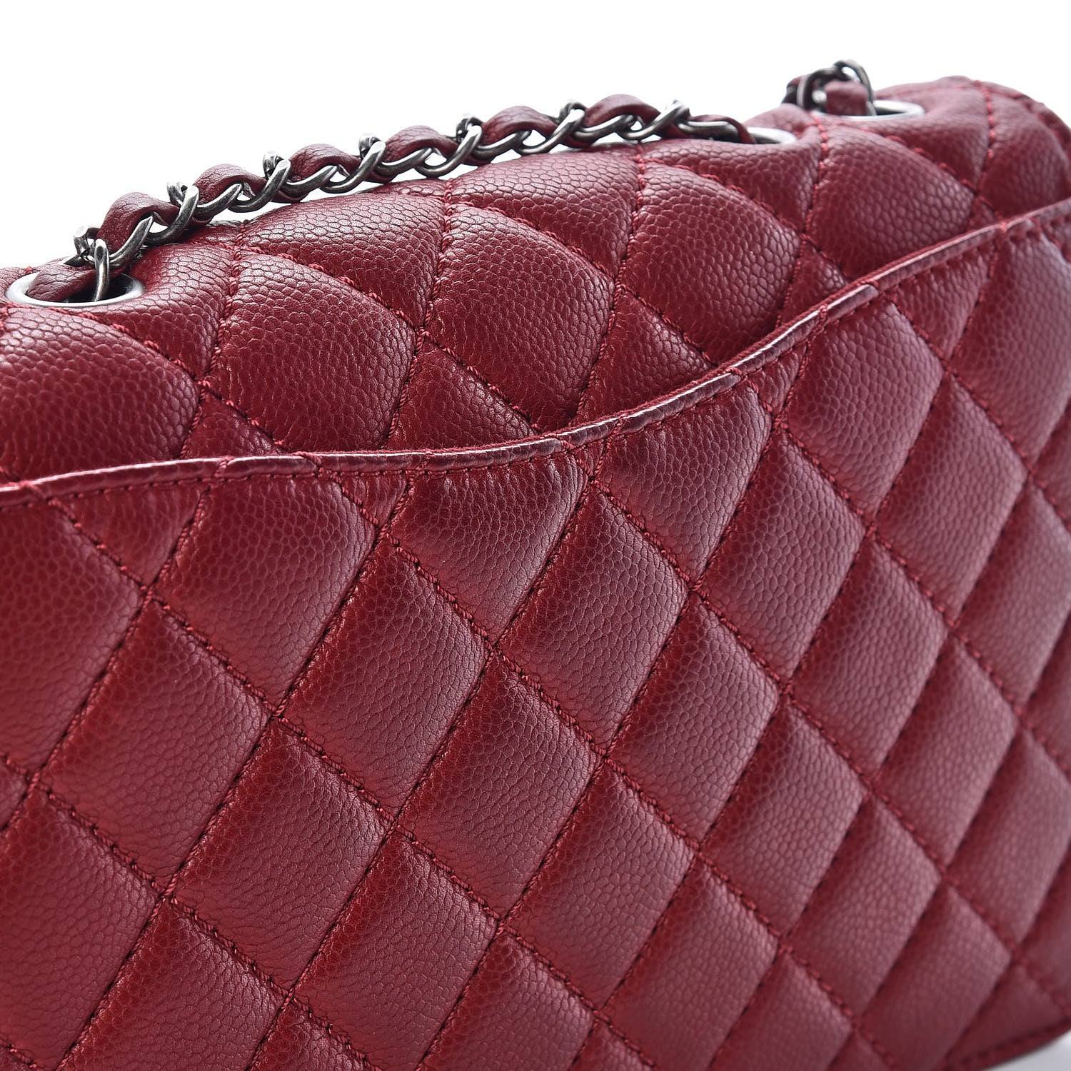Chanel Caviar Quilted Flap With Chain Red 8 of 13