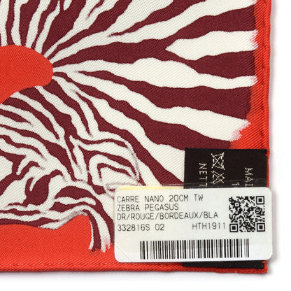 Hermes Silk Carre Zebra Pegasus Nano Scarf 20 Rouge Bordeaux Black 4 of 4
