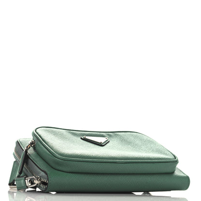 Prada Saffiano Travel Double Zip Belt Bag Mango 4 of 11