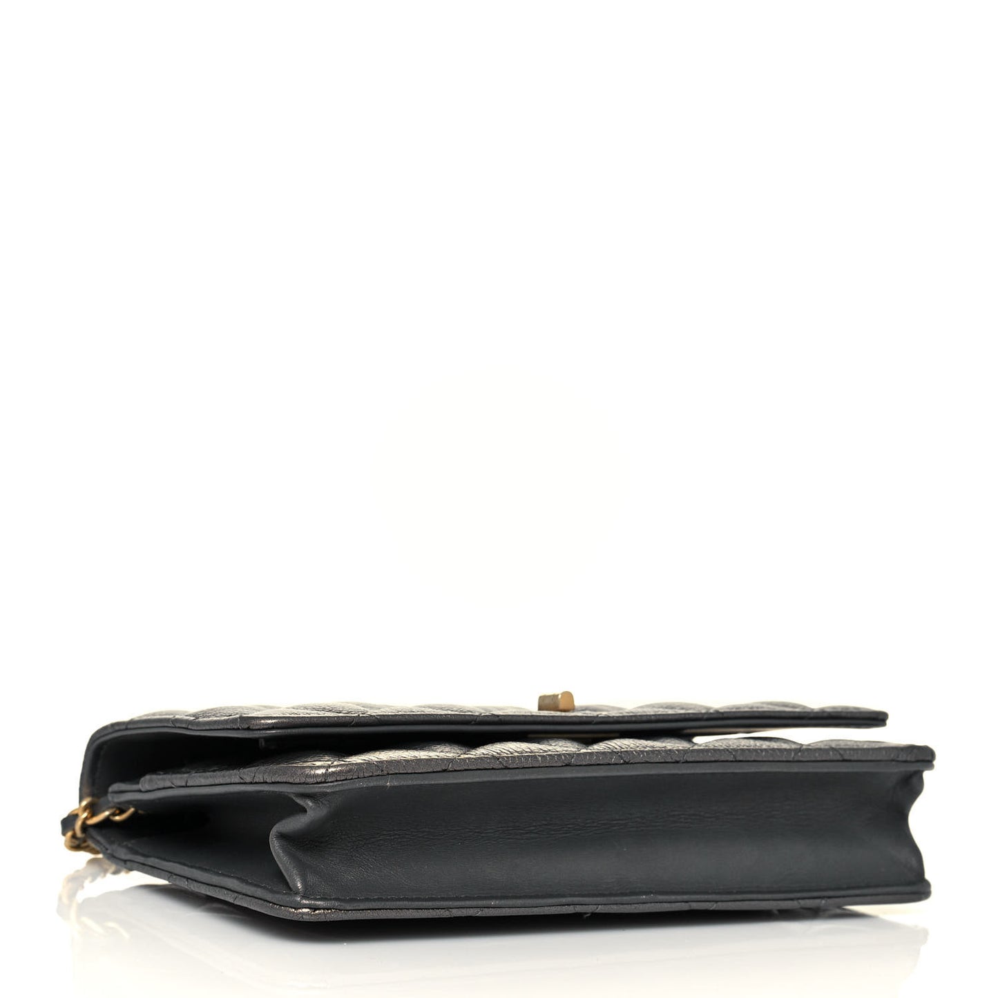 Metallic Calfskin Quilted Reissue Wallet On Chain WOC Charcoal
