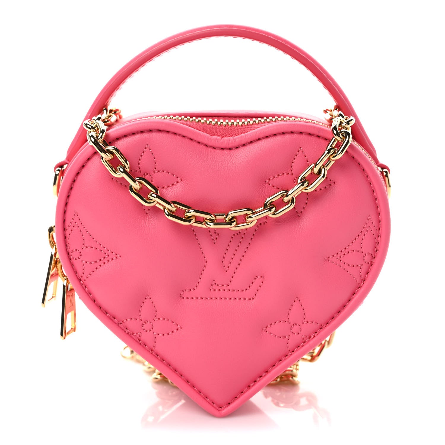 Louis Vuitton Calfskin Embroidered Monogram Pop My Heart Bag Pouch Dragon Fruit Pink 1 of 9