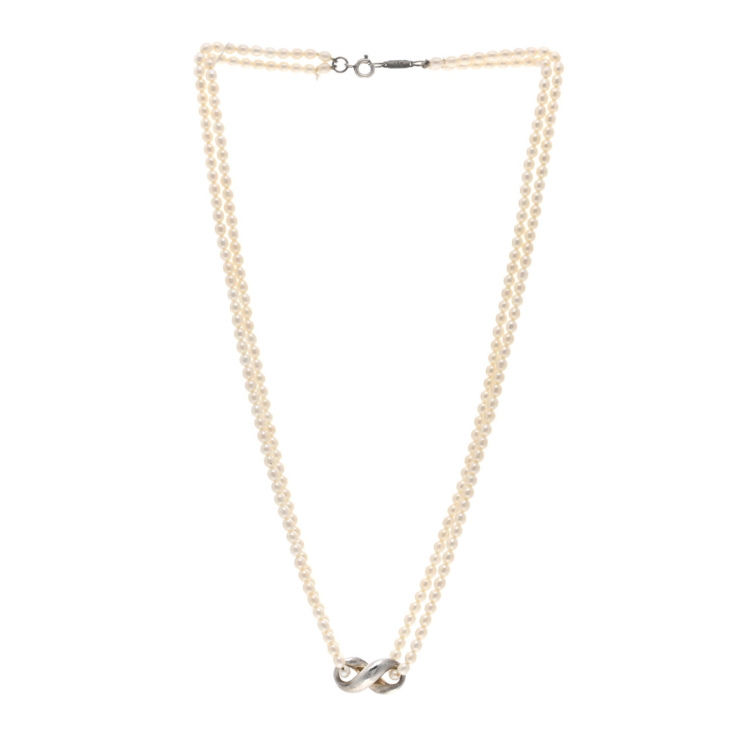 Tiffany Sterling Silver Pearl Infinity Necklace 3 of 4