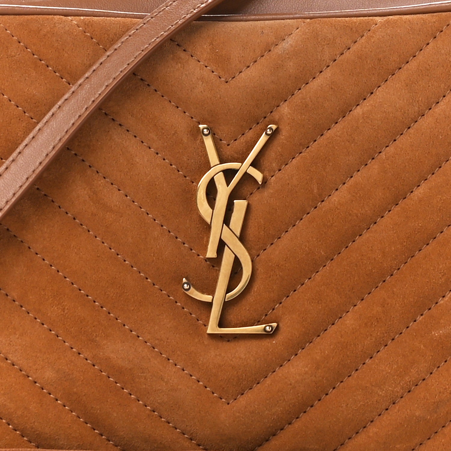 Saint Laurent Suede Matelasse Monogram Lou Camera Bag Cinnamon 8 of 11