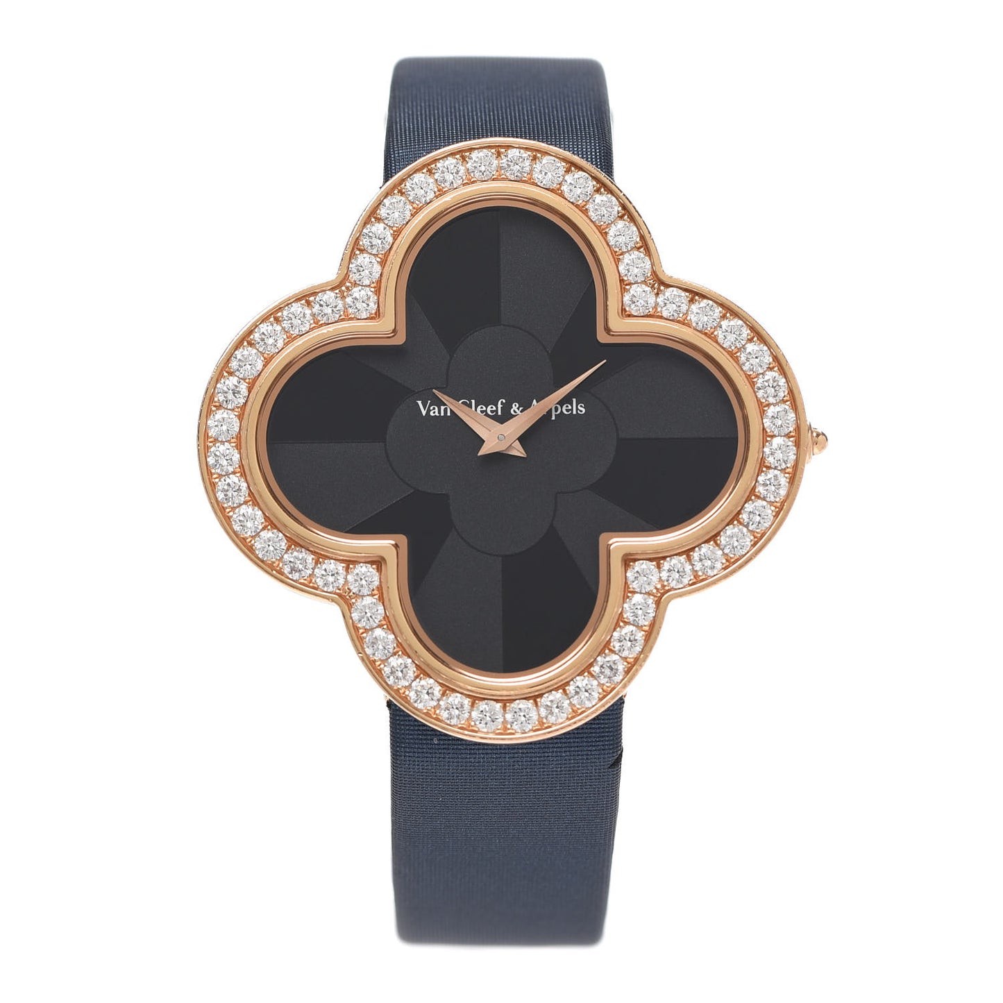 18K Rose Gold Satin Diamond Bezel Onyx 40mm Alhambra Talisman Quartz Watch