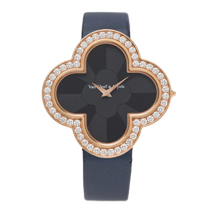 Van Cleef & Arpels 18K Rose Gold Satin Diamond Bezel Onyx 40mm Alhambra Talisman Quartz Watch 1 of 7